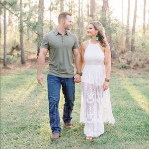 White lace maxi romper